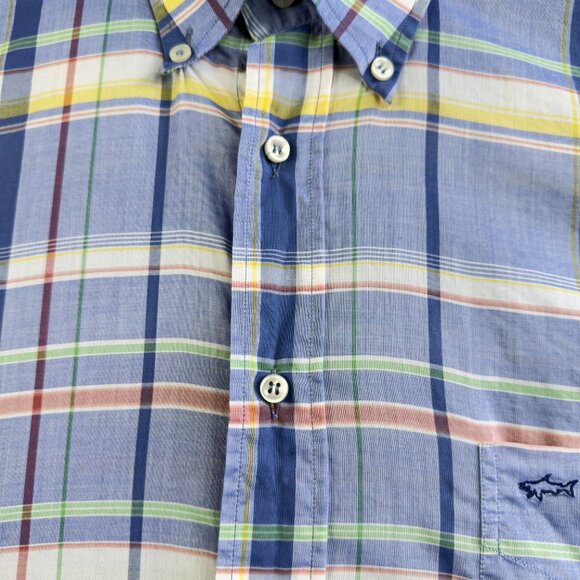 Paul & Shark  Plaid Cotton Button‑Down Shirt Blue Multi‑Color Italian Casual 43 - Picture 4 of 12